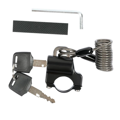 Electric battery motorcycle helmet lock Helmet lock - helmet-lock-handlebar-black-spring-wire-rope