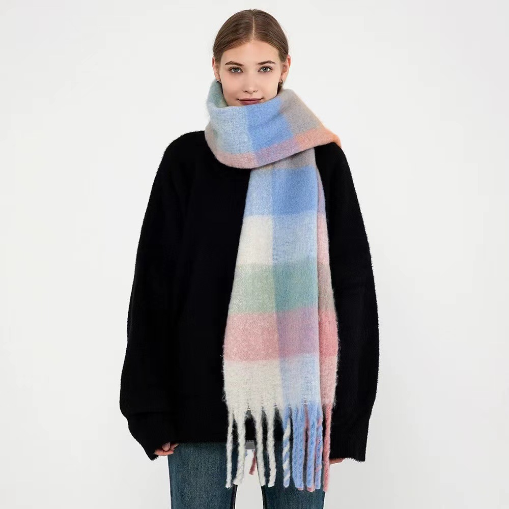 Keep warm rainbow long demi-season khaki scarf