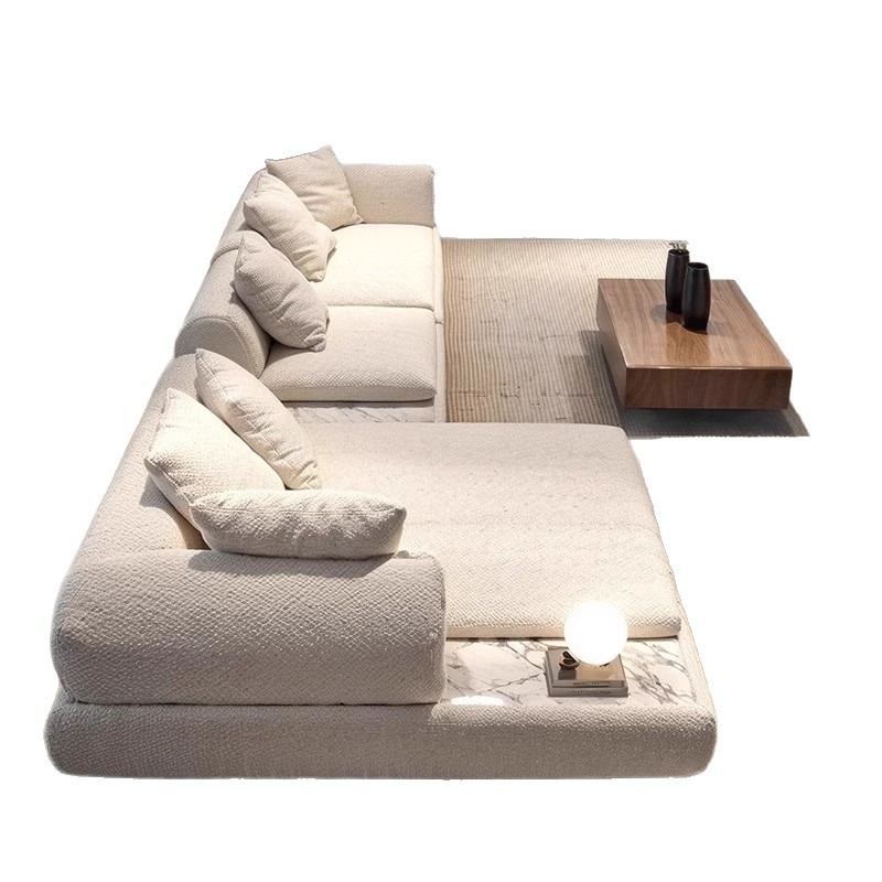Mini estilo italiano gran sala de estar sofá luna villa de viento de crema de viento de viento silencioso moderno sofá de tela para dos personas