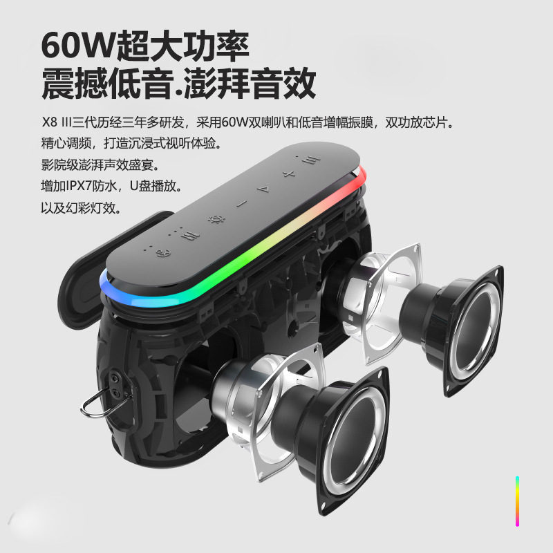 XDOBO喜多宝x 8 III三世代bluetoothスピーカーIPX7屋外防水クロスボーダー爆発携帯サブウーファ|undefined