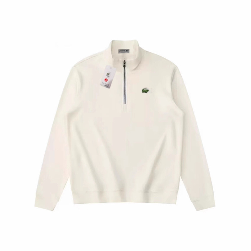 Cross-Border 2025 Autumn Men's Solid Color Embroidered Fish Logo Hot-Selling Half-Zip Sweatshirt Cotton Stand Collar + Pullover