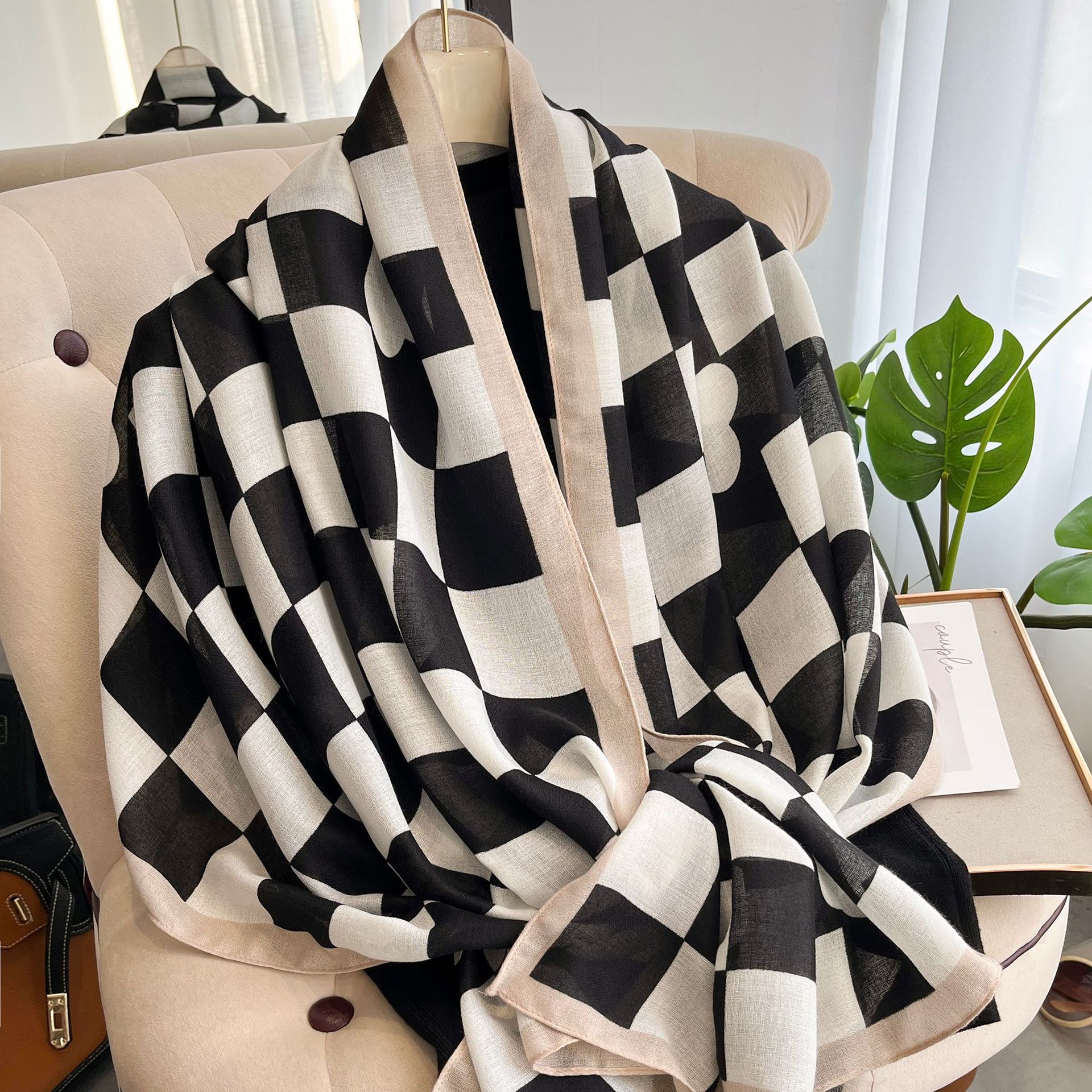 Sciarpa Donna 2023 Sciarpa in cotone e canapa primaverile e autunnale Sciarpa calda autunnale e invernale Camera estiva con aria condizionata_voghion.com