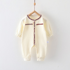春秋純棉嬰兒連體衣洋氣小香風寶寶小外套四季款哈衣爬服新生兒