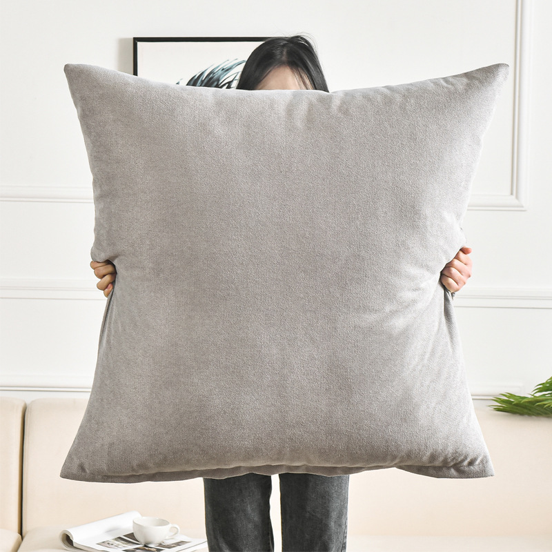 Square Oversized Pillow Cushion Cover Solid Color Sofa Pillow Cover Bedroom Bay Window Light Luxury Waist Pillow Bedside Back Cushion