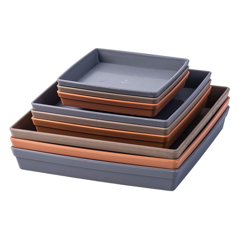 Maceta de resina imitación terracota para plantas verdes, maceta para balcón, resistente al sol, para perilla, suculenta, con bandeja para recoger agua