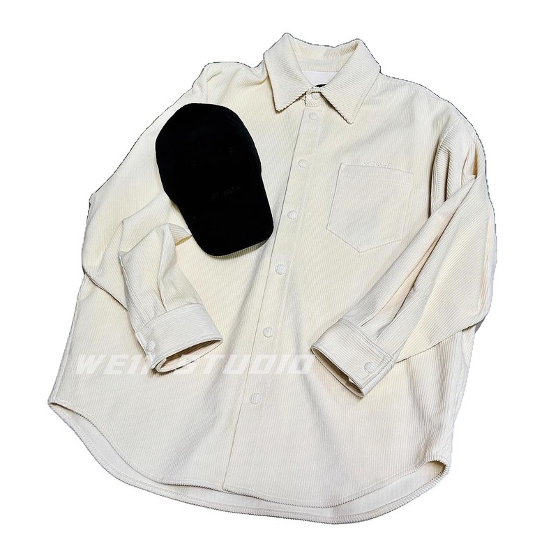 新品 明星同款王楚钦同款灯芯绒衬衫 口袋刺绣字母衬衣上衣外套|undefined