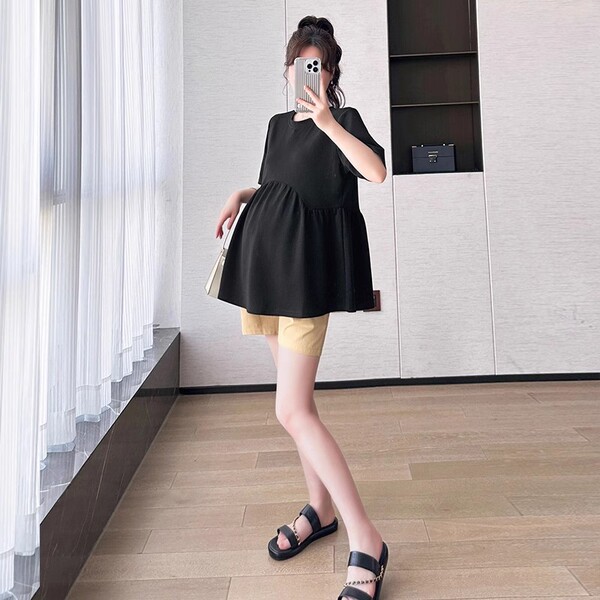 Summer white short sleeve T-shirt for pregnant for leisure