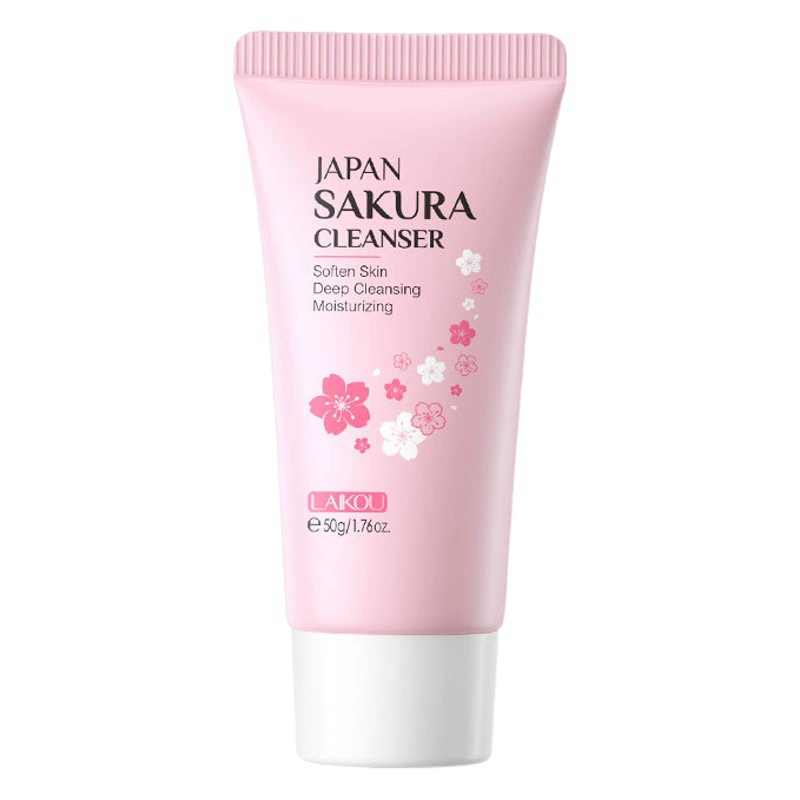 Зарубежная версия Laiko Japanese Sakura Facial Cleanser 50g Увлажняющее очищающее средство для лица Увлажняющий уход за кожей Трансграничная внешнеторговая очищающая средство для лица