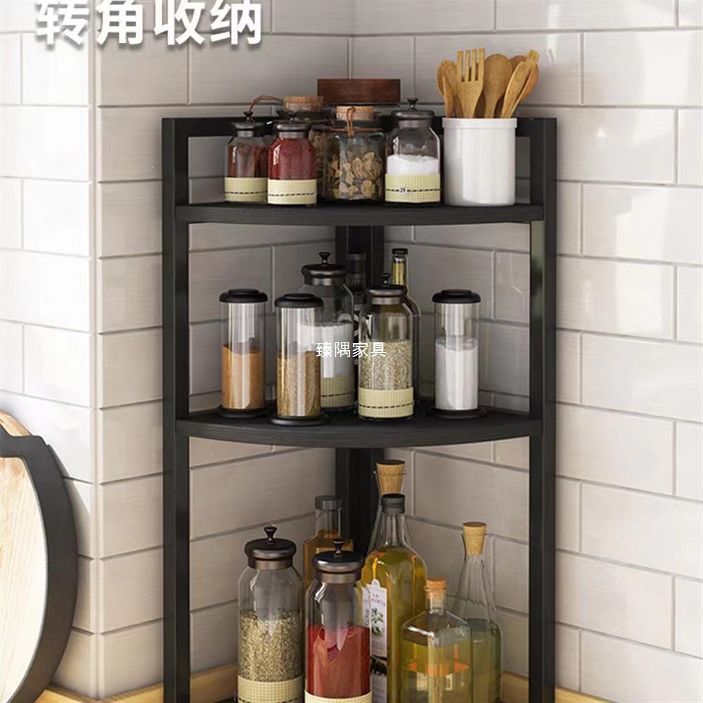 Estante de almacenamiento triangular de cocina estante de condimento de esquina de encimera estante de condimento de esquina de pared doméstico de tres capas estante de almacenamiento de aceite, sal y vinagre