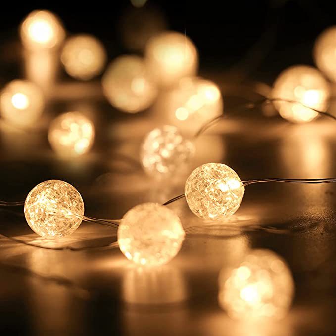 Amazon's Popular Copper Wire Lamp Crack Beads Indoor and Outdoor Festival Led Copper Wire Lamp Ball Decorative Lantern