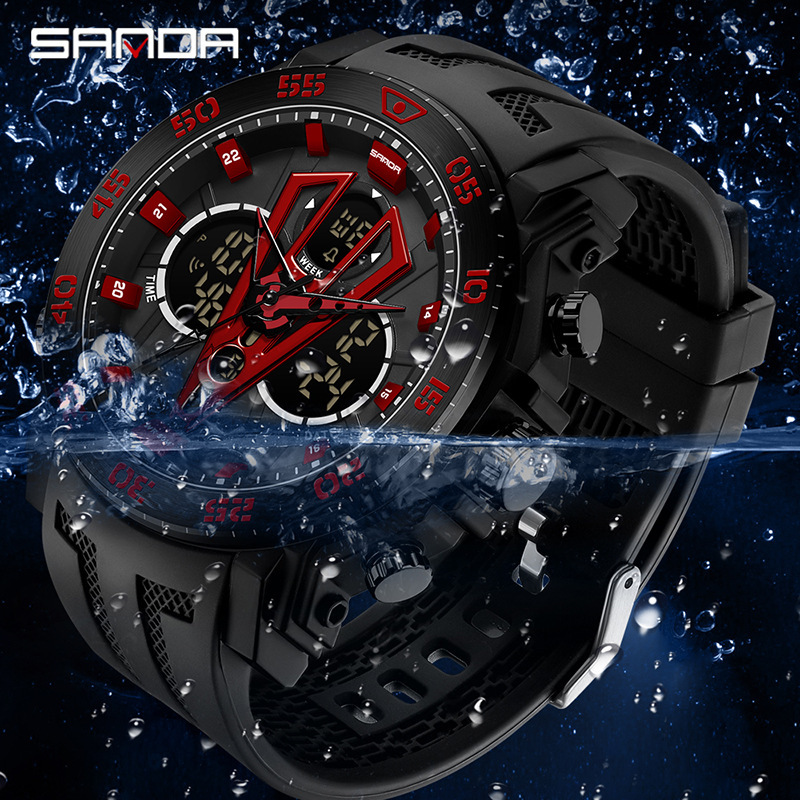 SANDA 6105 nueva venta caliente Moda juvenil reloj electrónico multifunción luminoso impermeable despertador