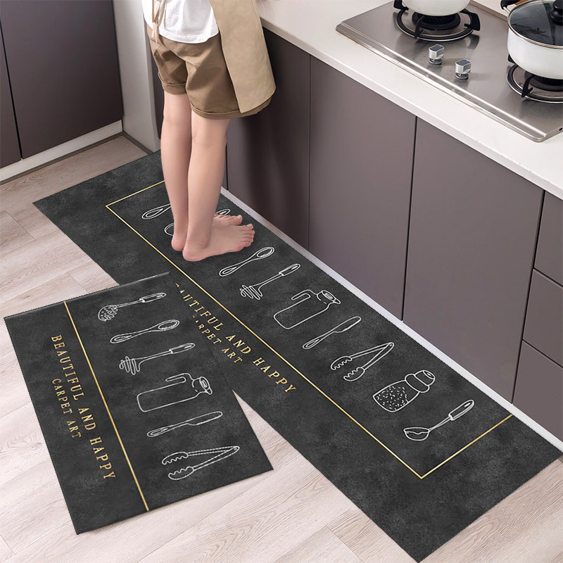 Cocina simple absorbente de aceite alfombra de piso de entrada del Hogar antideslizante alfombra de piso matorral alfombra de piso de terciopelo de cristal se puede fijar