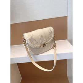 新中式国风刺绣马鞍包包女2024新款时尚高级感腋下手提包斜挎小包