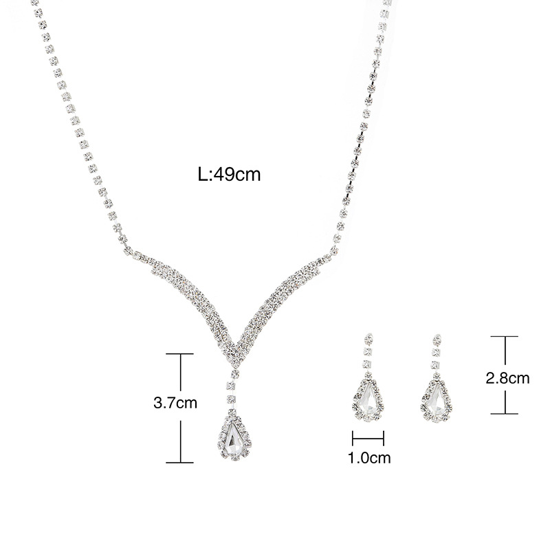 Joyería nupcial transfronteriza europea y americana flash diamante collar pendientes boda joyería traje al por mayor 630