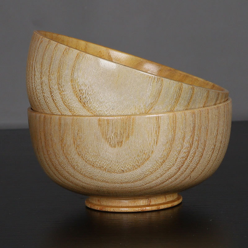 Directo de fábrica de madera de acacia de protección del medio ambiente tazón de madera anti-scald aislamiento tazón de madera maciza comer tazón en stock gran cantidad