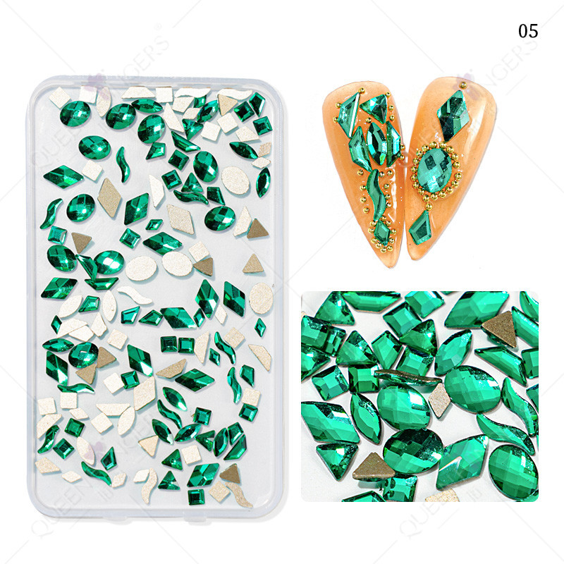 Accesorios de uñas de forma especial de diamante mezclado AB color mágico taladro de uñas plana diamante en forma especial DIY resina de uñas pegatinas de diamantes de imitación