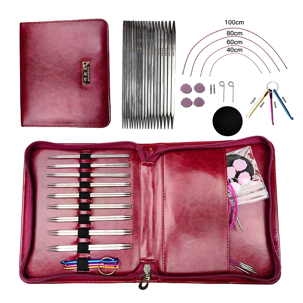 Herramientas de tejido 304 acero inoxidable desmontable aguja cuadrada aguja anular cubo desmontable aguja 9 pago un conjunto de PU