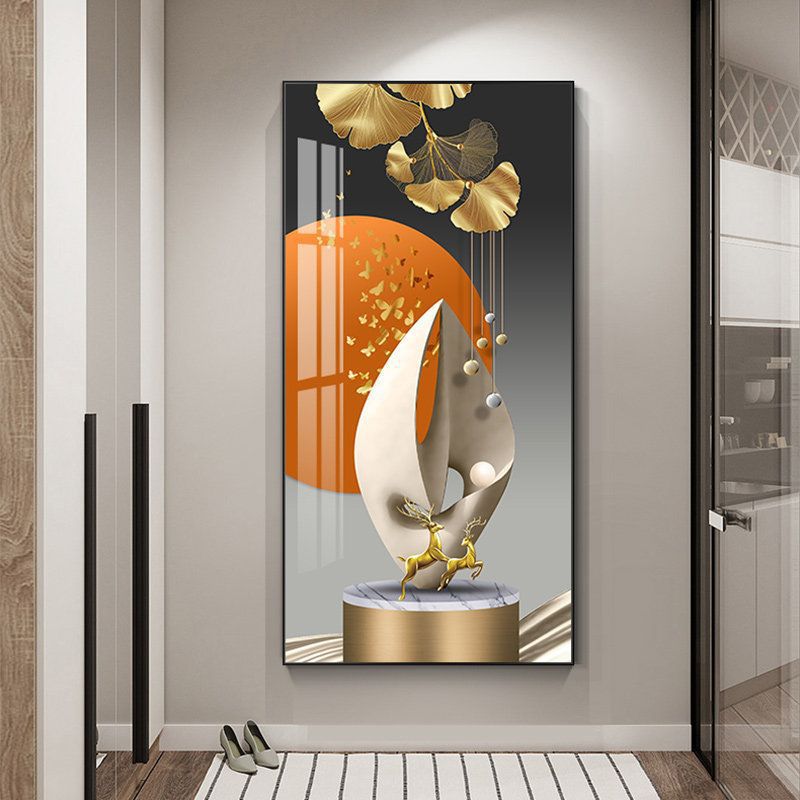 Pintura decorativa del pasillo del pasillo de nueve peces pintura colgante moderna simple pintura mural decorativa vertical de la puerta de la casa image 22
