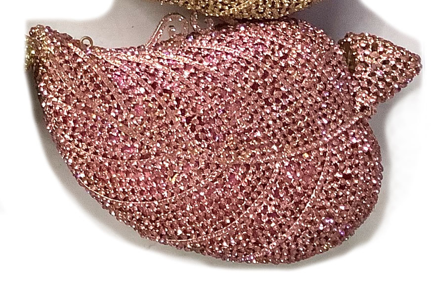 Nuevo paquete de banquete de hoja de diamante hueco caja metálica dura bolsas de mano de banquete Crystal Clutch