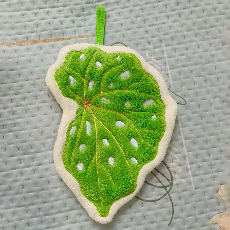 创意树叶擦手巾可爱不易掉毛挂式毛巾珊瑚绒加厚吸水厨房清洁抹布|undefined