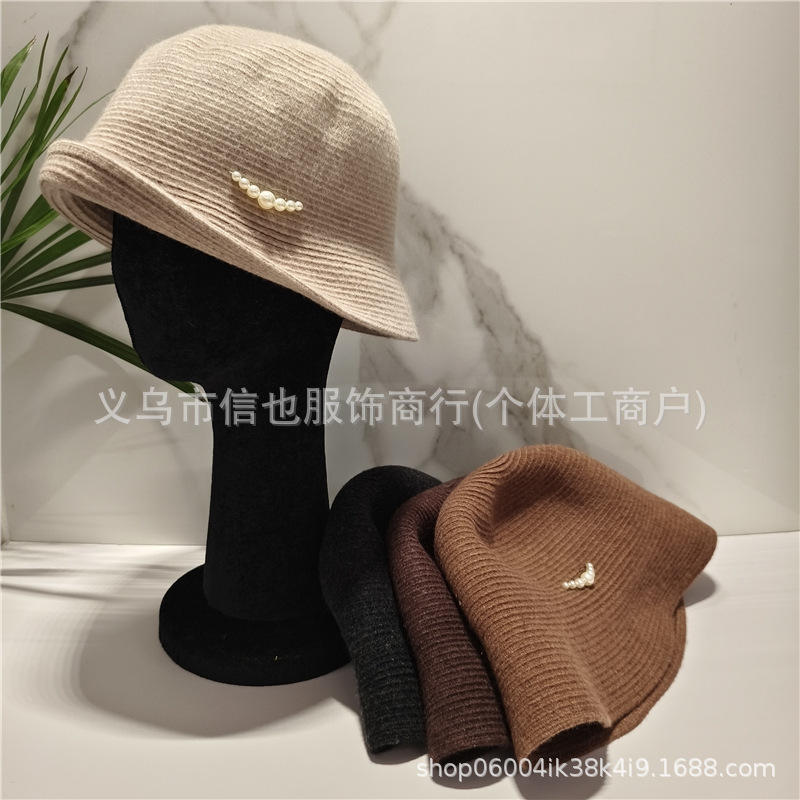 多种戴法的秋冬羊毛渔夫帽子女珍珠优雅时尚遮阳礼帽显脸小盆帽|undefined