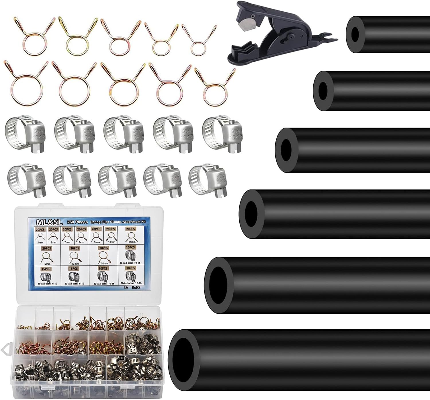 Silicone Vacuum Tubing Hose 6PCS 6.6FT + 12Size 260pcs Hose