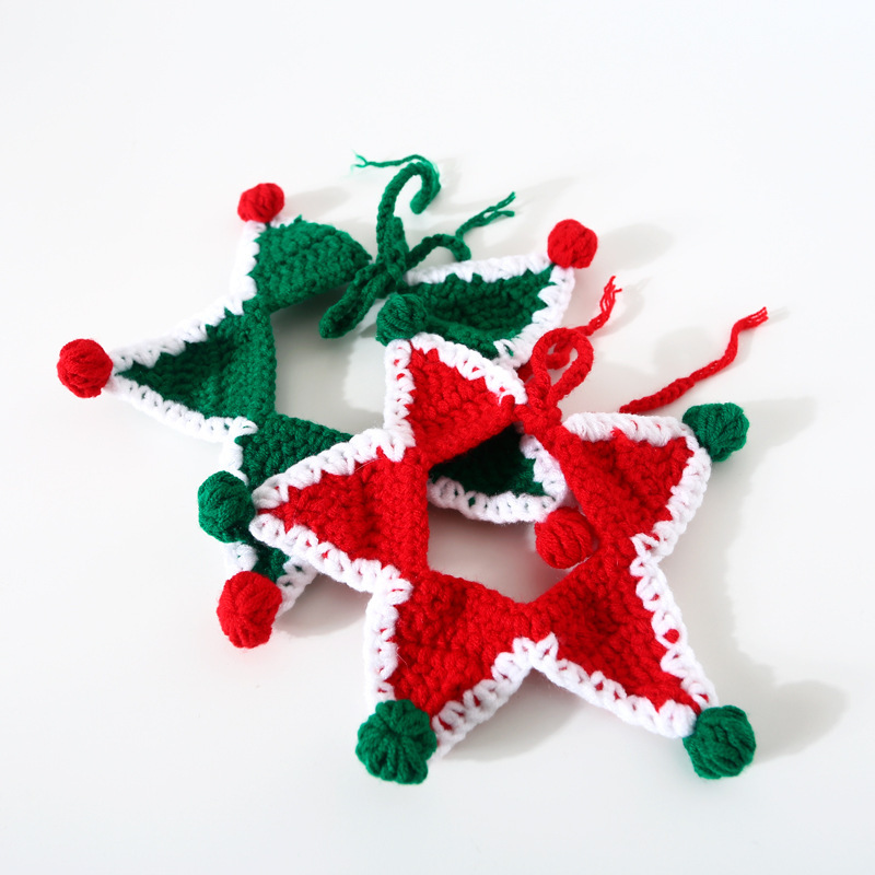 pet knitted Christmas fivepointed star cat and dog collar accessoriespicture4