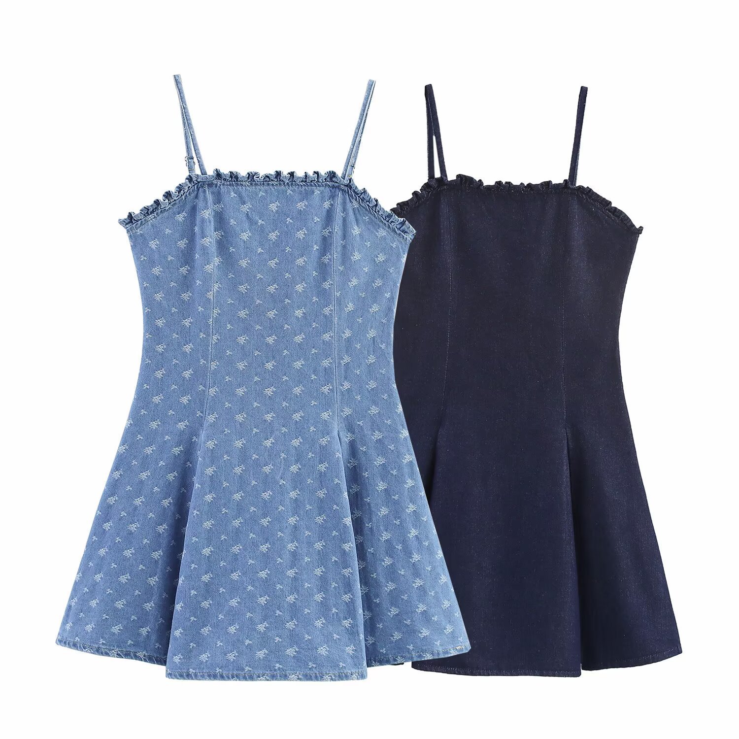 批发2025夏季新款女装套头肩带可调节水洗牛仔短裤休闲吊带连衣裙