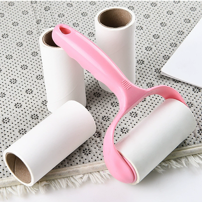 Pet lint roller replacement paper cores, adhesive refill rolls with optional handle cover (packable)