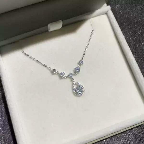 Zircon Necklace Mermaid Tears Ins Light Luxury High-End Moissanite Clavicle Chain Birthday Gift for Girls