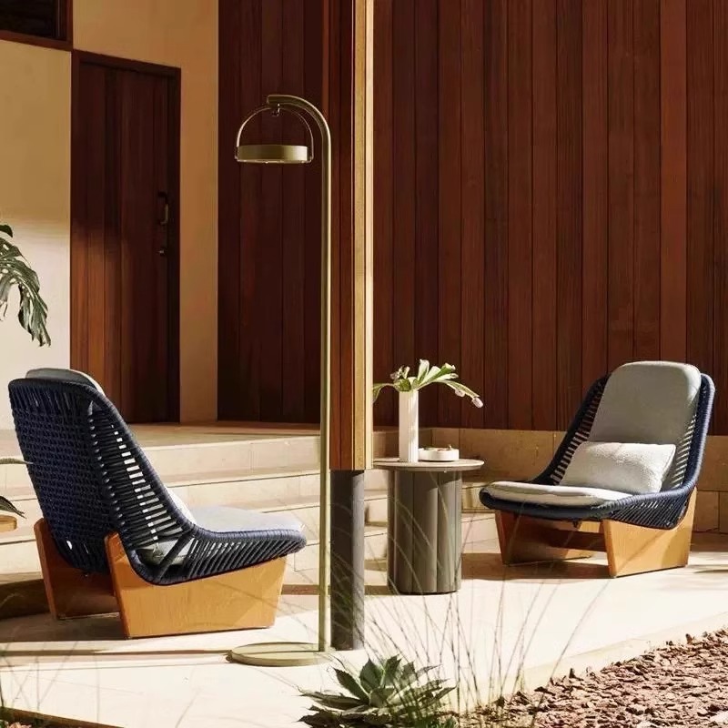 Sofá al aire libre de caña muebles de patio impermeable casa modelo de alojamiento hotel villa balcón portafolio de diseñadores de ocio