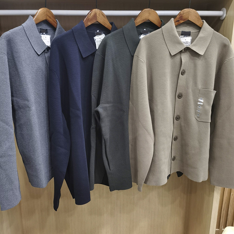 Men's and Women's Ribbed Shirt-Style Knitted Cardigan Sweater Sweater Jacket 2025 Autumn and Winter New Top 478550