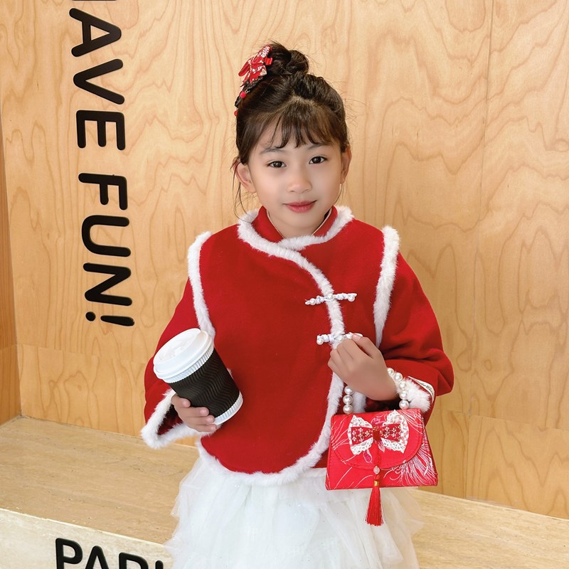 Bagos rojos perfumados para niñas bolsos de hombro con sequillas de perlas, bolsos para niños, bolsos de Año Nuevo para niños