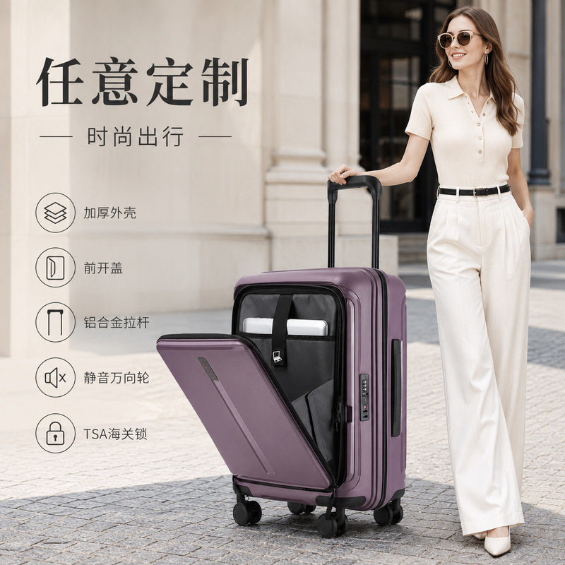 Premium selection 20inch carry-on luggage, can be taken on board the plane without check-in, trolley suitcase with front-opening cover and combination lock Premium selection 20inch carry-on luggage, can be taken on board the plane without check-in, trolley suitcase with front-opening cover and combination lock