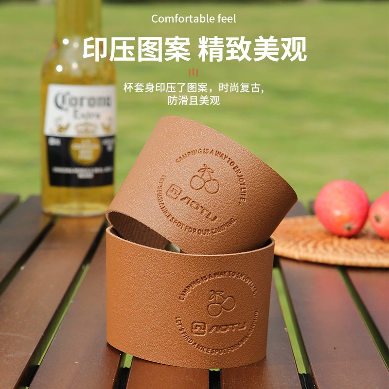 Крышка чашки из нержавеющей стали на открытом воздухе Изоляционная крышка чашки для воды Защита от ожогов Высокотемпературная крышка чашки Кемпинг Кофейная чашка Кожаный защитный чехол