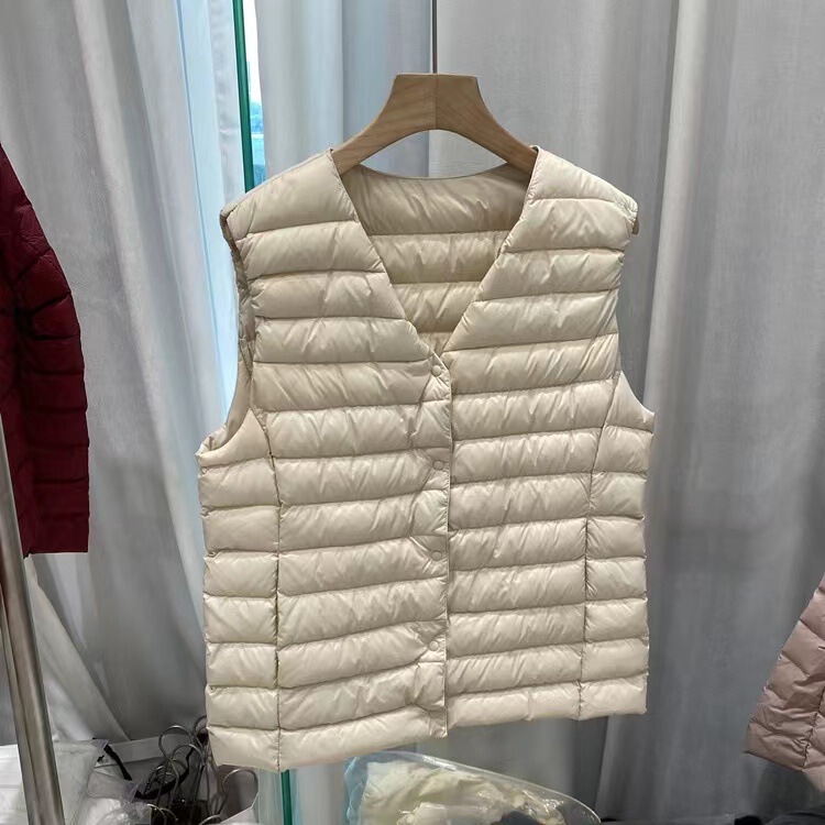 Pinghu Light down Vest 2025 Autumn and Winter New White Duck down Vest with Variable V Neck Liner