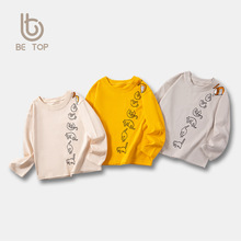 betop儿童长袖t恤男童打底衫批发韩版卡通印花童装针织衫一件代发