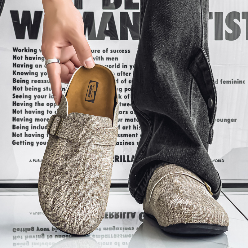 Birkenstock Men's Shoes 2025 Summer New Style Work and Commuting Casual Fashion Versatile Trendyy Frosted Cork Slippers