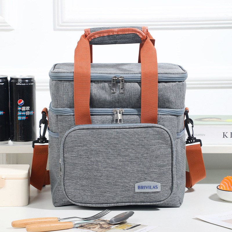 Amazon bolsas de picnic de doble capa bolsas de almuerzo portátiles bolsas de almuerzo al por mayor bolsas de almuerzo de aislamiento transfronterizas