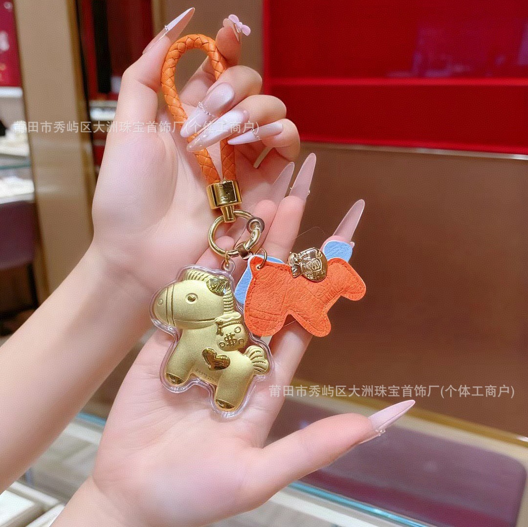 Año del Caballo de oro llavero de automóvil pequeño colgante 999 dinero de inmediato bolso llavero personalizado pequeño regalo