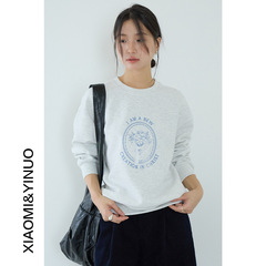 【轻舞芭蕾】欧凡个性刺绣钉蝴蝶结长袖卫衣女秋宽松圆领上衣3187