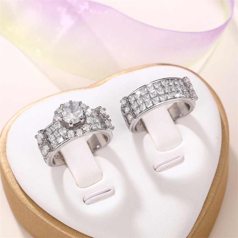 20g Weight Luxurious Shiny Flower Copper Inlay Zircon Rings