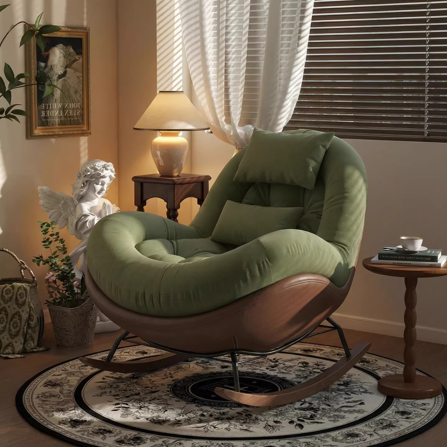 Silla de mecedora medieval sofá perezoso para adultos para dormir silla de descanso casera balcón ocio sofá silla individual