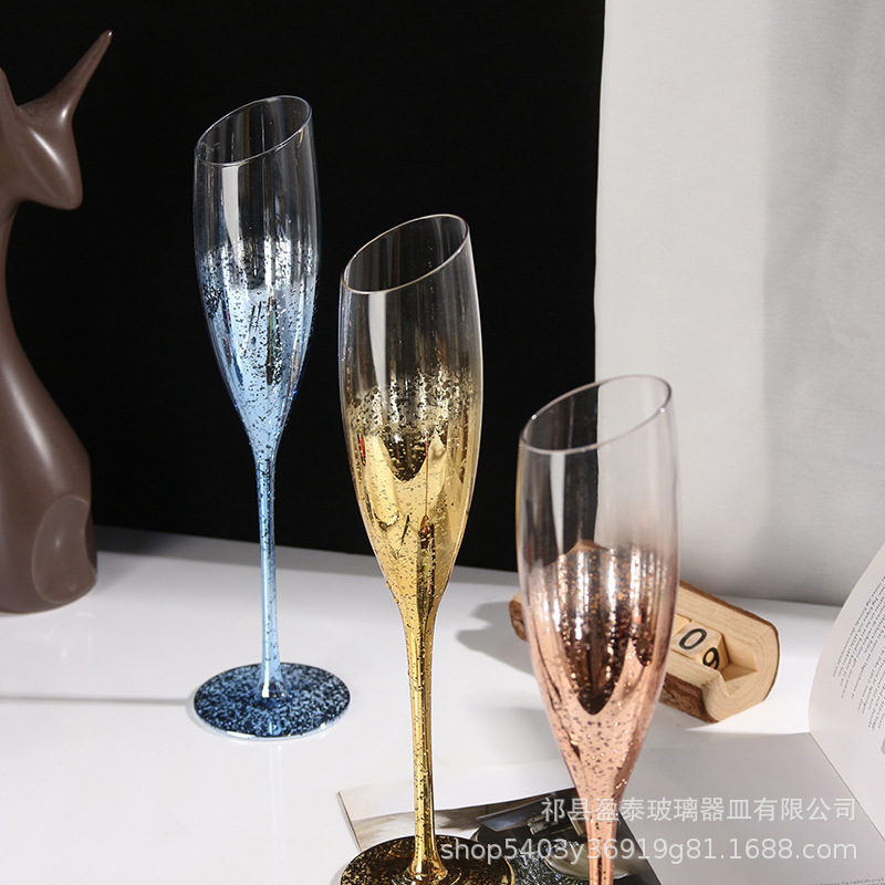 Taza de champagne de lujo ligero europeo, taza de vino de vidrio de alto valor creativo, taza de vino francesa