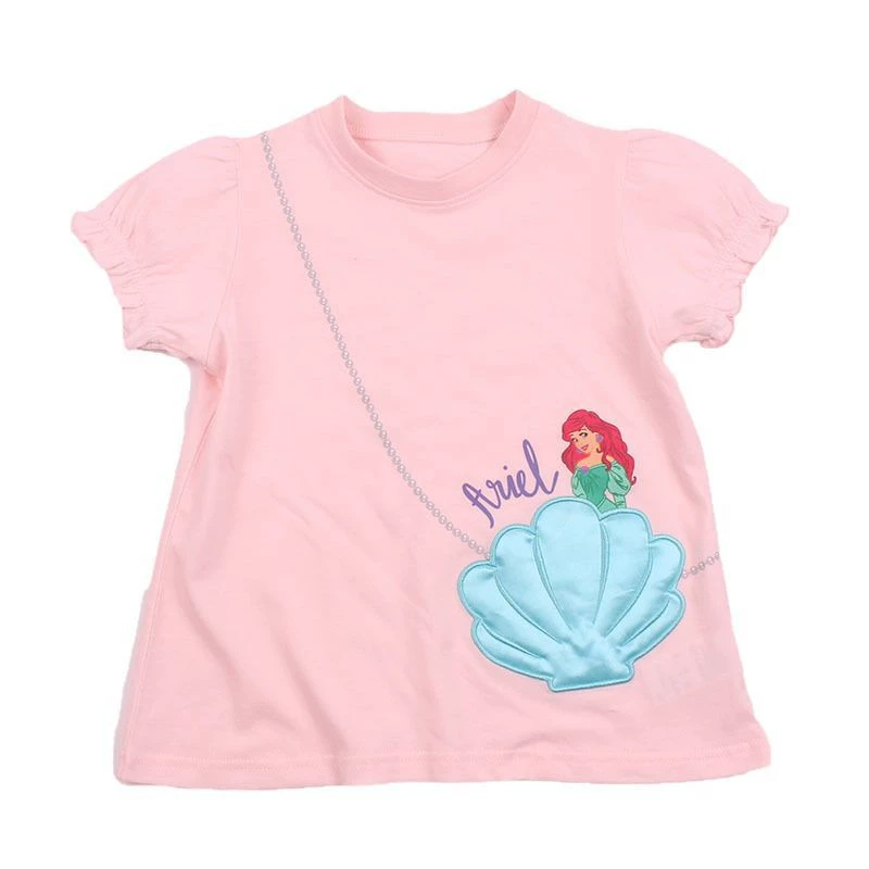 Japanese summer children's cotton three dimensional T-shirt for princess, with short sleeve, western style, with embroidery