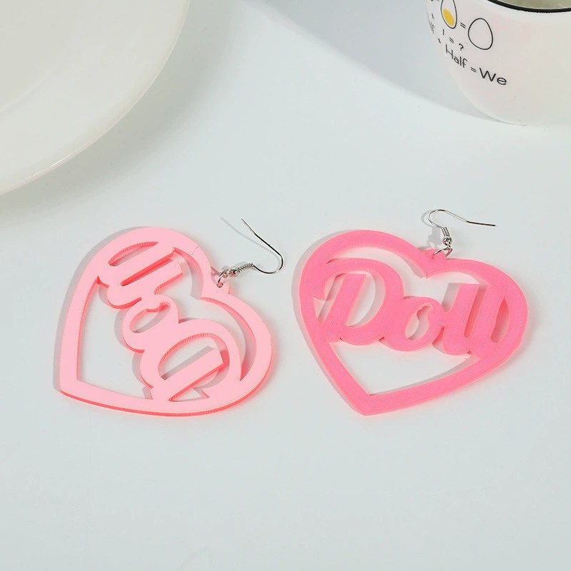 Fashionable acrylic creative large earrings heart shaped with…