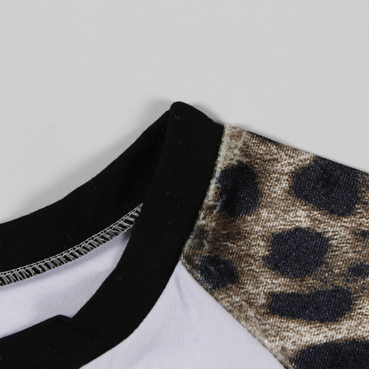 Fall Leopard Splicing Slim Fit Sexy Sexy Cropped Long Sleeve Top Trousers Two Piece Sets