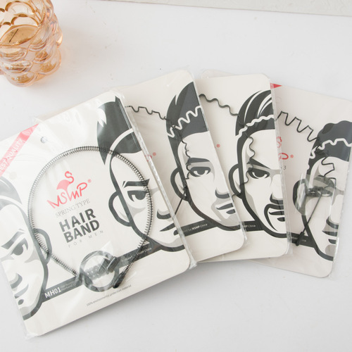Korean style all-match black wavy men's hairband fashion sports face wash broken hair short hair hairpin invisible hairband headwear