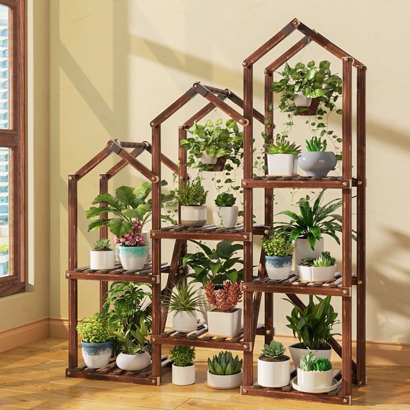 屋内フラワーシェルフ多層鉢植え収納ラック植物多肉植物リビングルーム床置き無垢材植木鉢ラック新しいスタイル|undefined