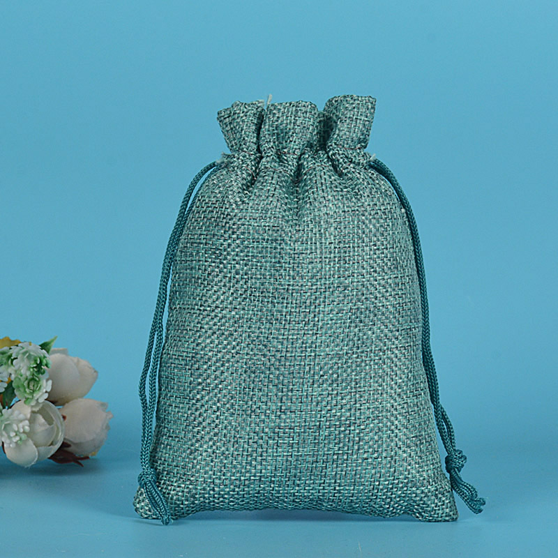 льняная сумка 7*9 см; темно-зеленая нейлоновая веревка